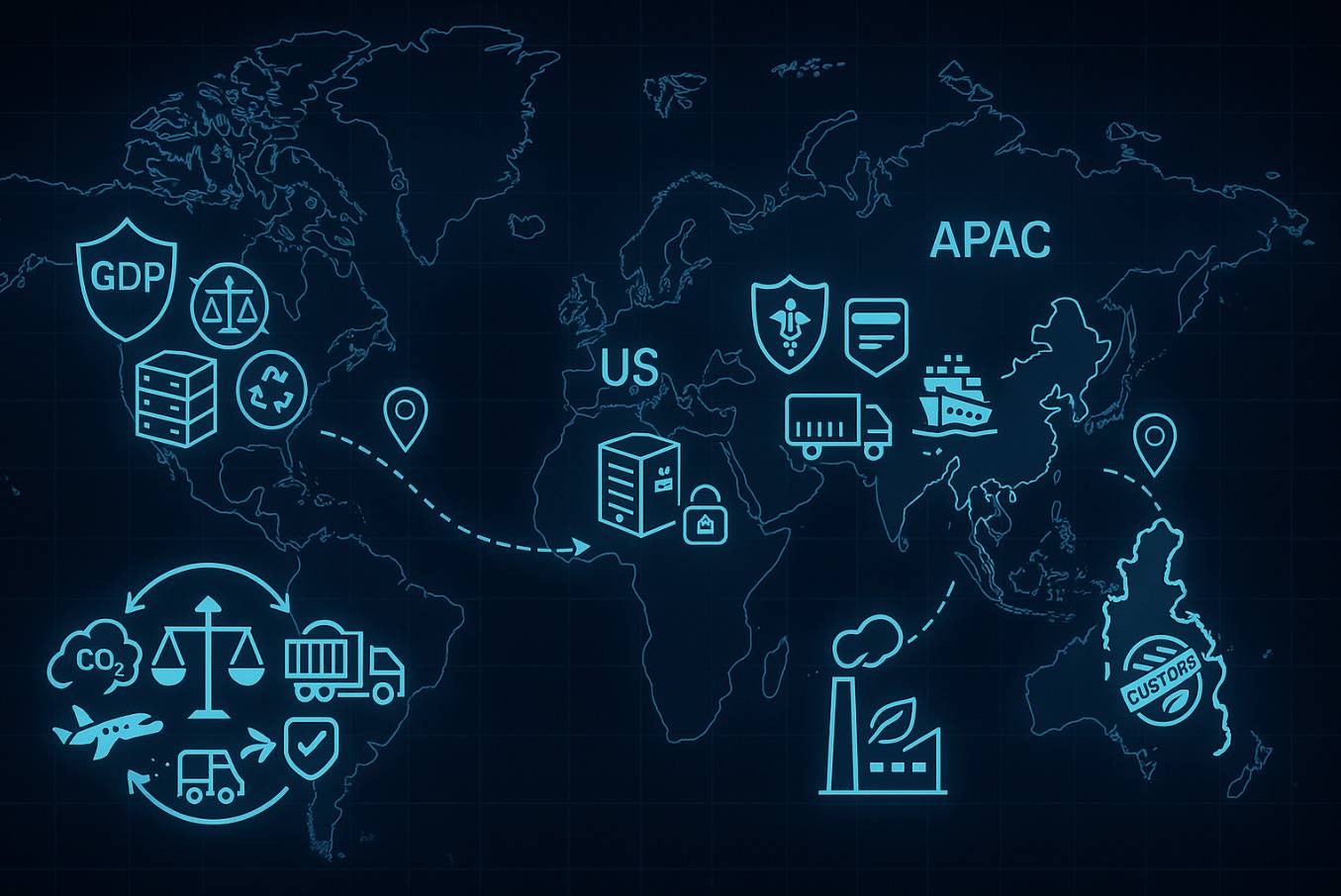 Global data center decommissioning map with US and APAC regulations