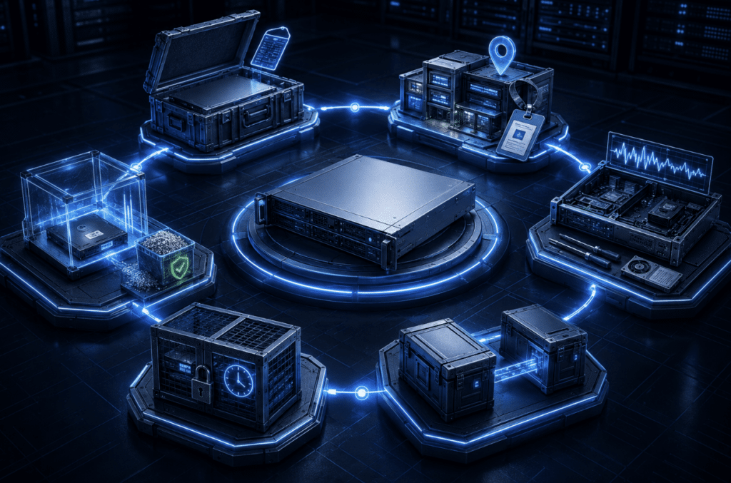 IT asset lifecycle showing documented stages from deployment and maintenance through transfer, retirement, and final disposition.