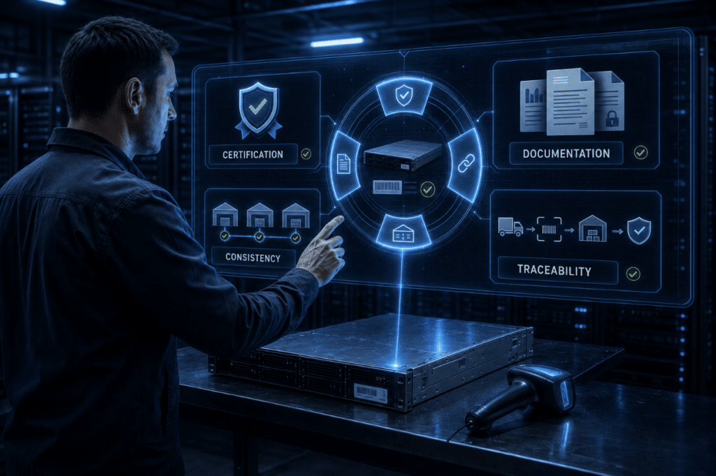 IT professional evaluating an ITAD provider's asset tracking capabilities across certification, documentation, operational consistency, and traceability.