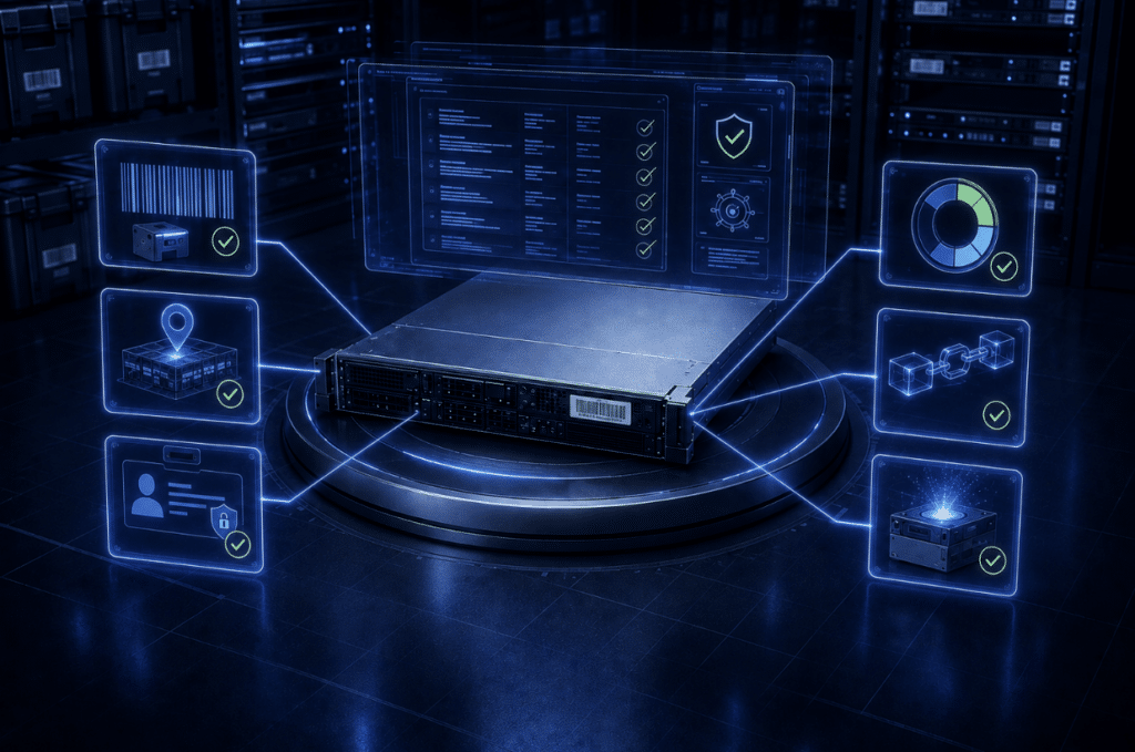Audit-ready IT asset tracking system documenting asset identity, location, ownership, lifecycle status, custody history, and final disposition.